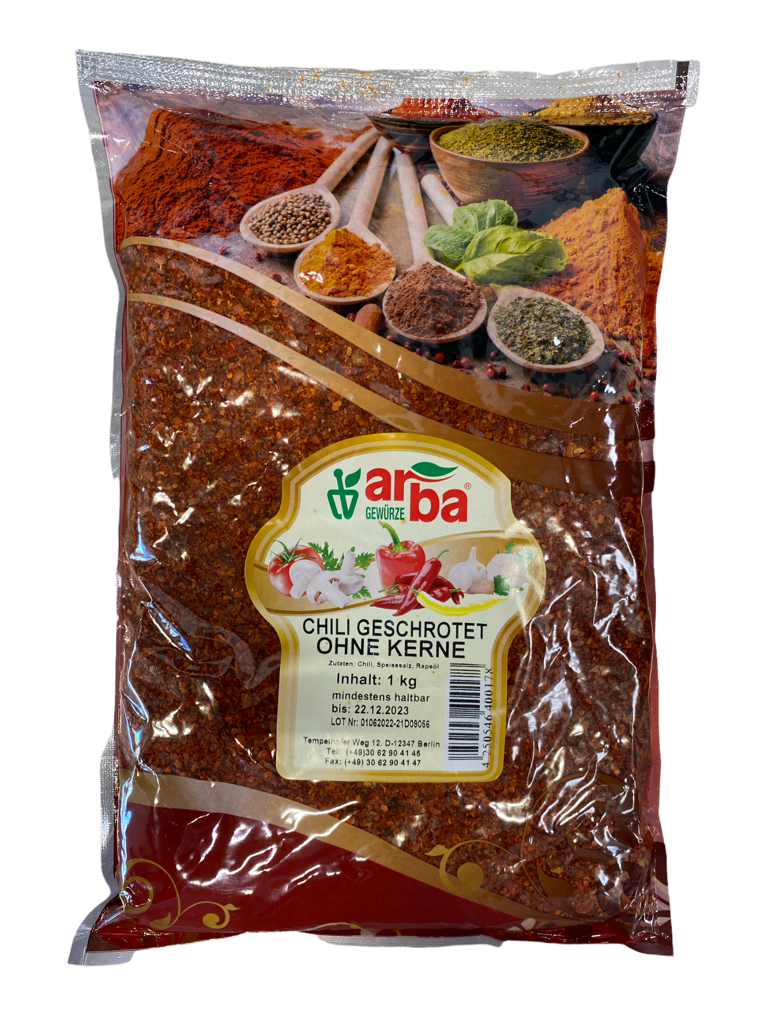 "Arba" - Chili Geschrotet ohne Kerne (1 kg/sack)