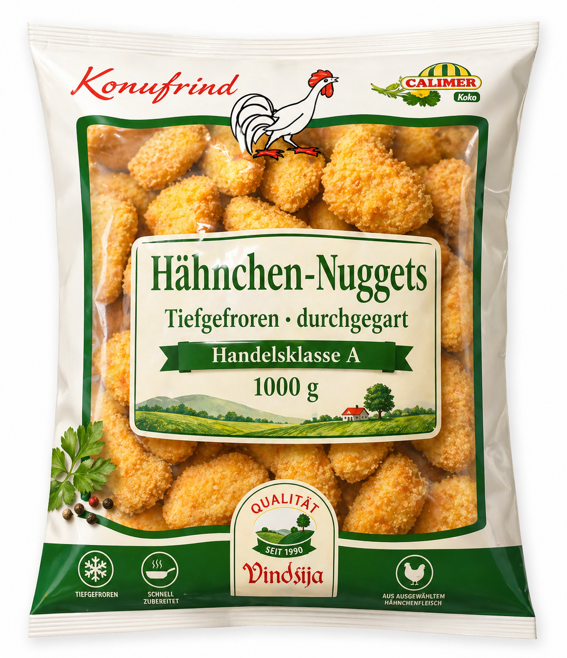 TK - "Kornfeind" Hühner Nuggets (1 kg/Sack, 10/#)