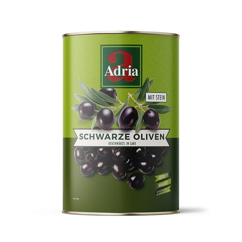 "Adria" Oliven Schwarz mit Stein, (4250gr/dose)