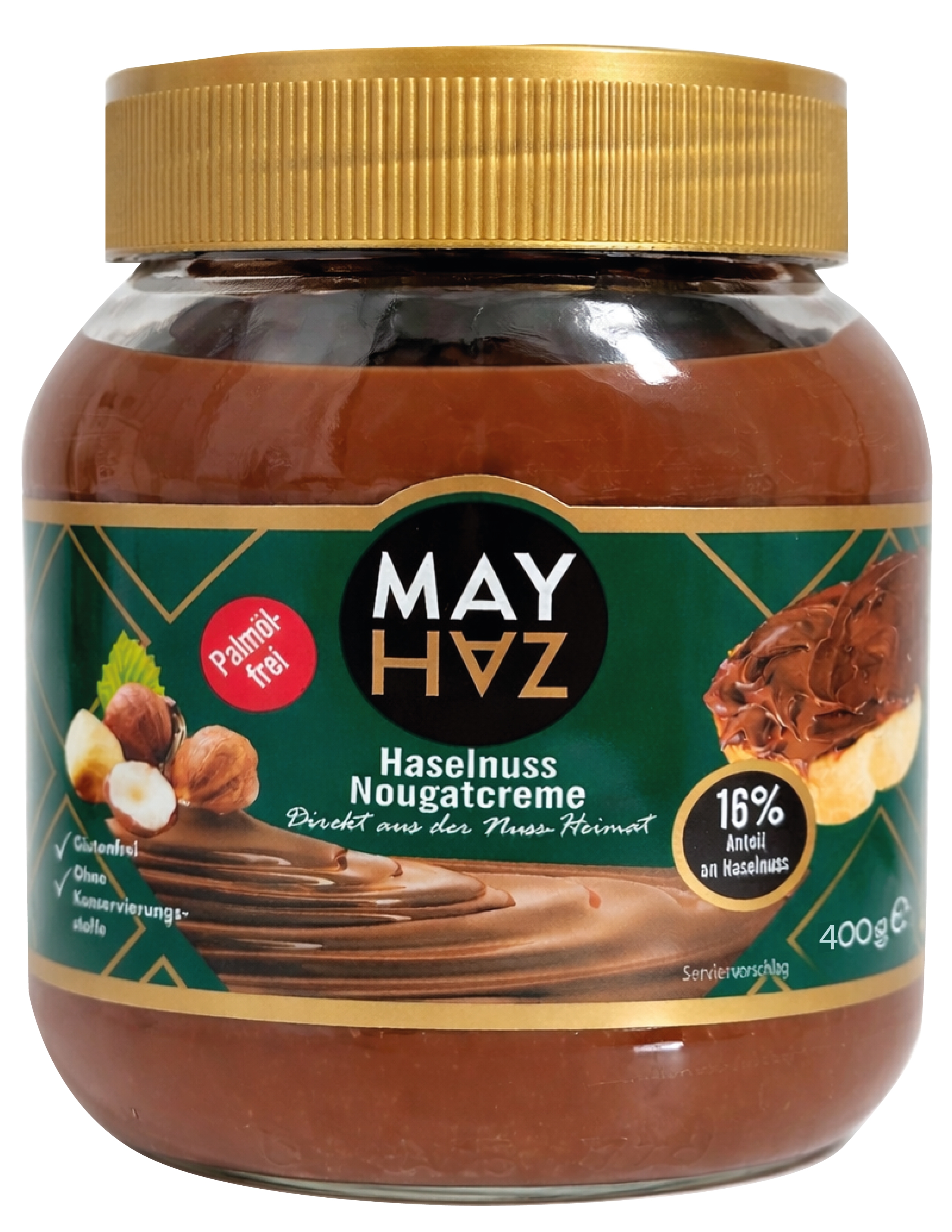 "MAYHAZ"Haselnuss Nougatcreme(16 % 400 gr/Glas12#)