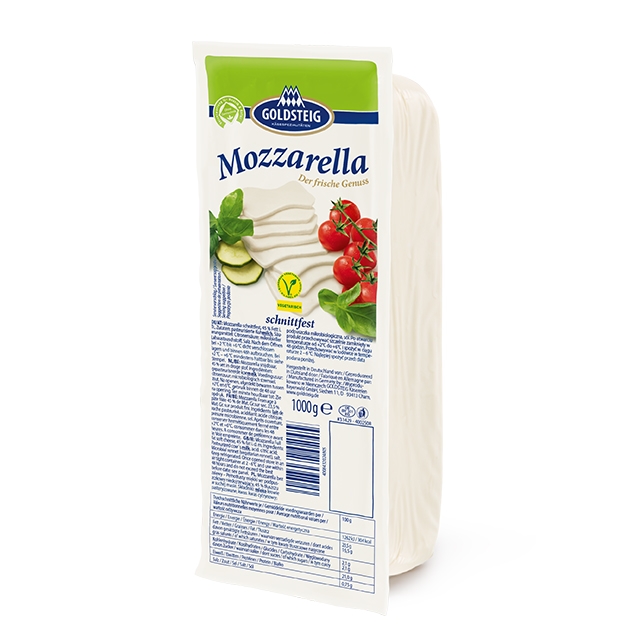 "Goldsteig" Mozzarella (45% Fett, 1 kg/Block)