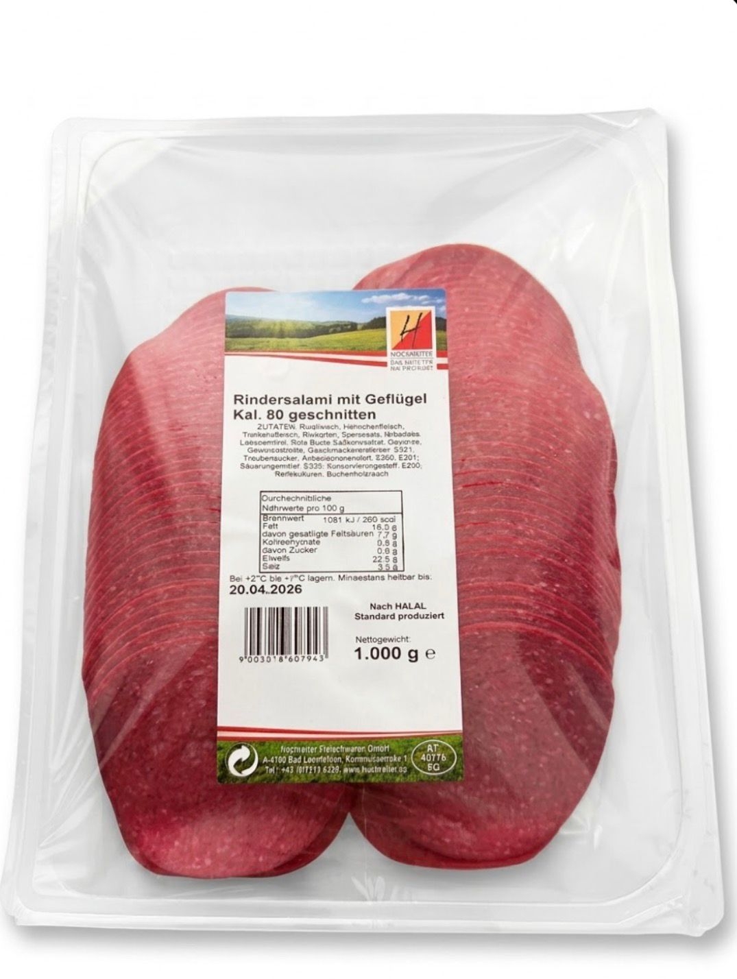 "Hochreiter" Rind Salami (kal. 80 mm, 1kg/Pack)