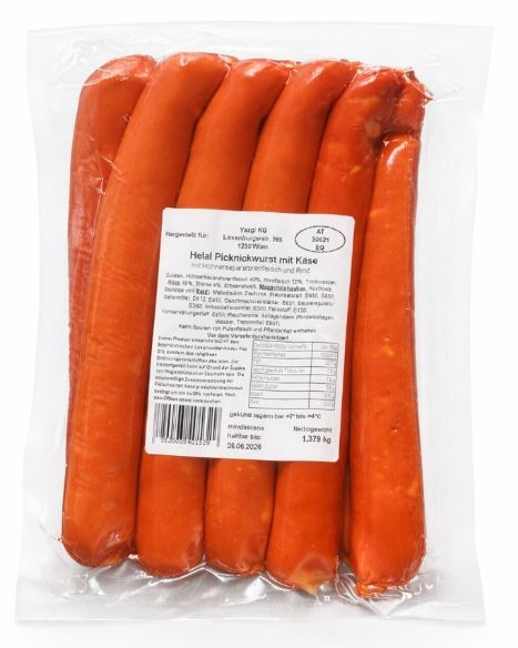 "Nazar" Rind Käsekrainer HELAL (ca.1,4kg/Pack)